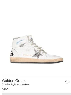 Golden Goose White High-Top Sneakers with Silver Glitter Star